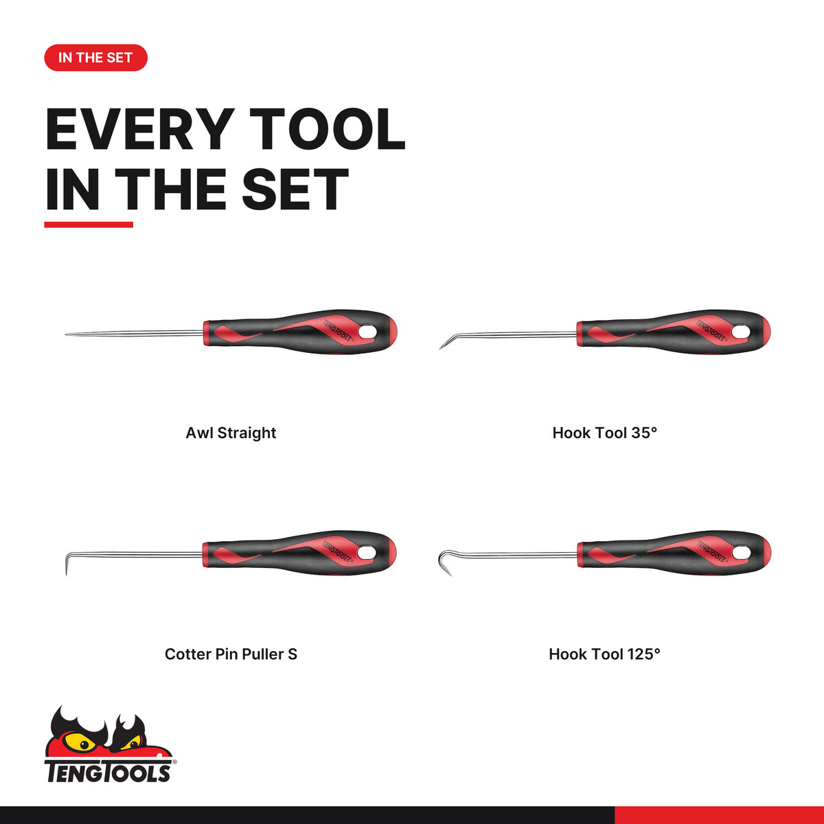 Teng Tools TTMDP Hook & Pick Set TT1 4 Pieces, every tool in the set