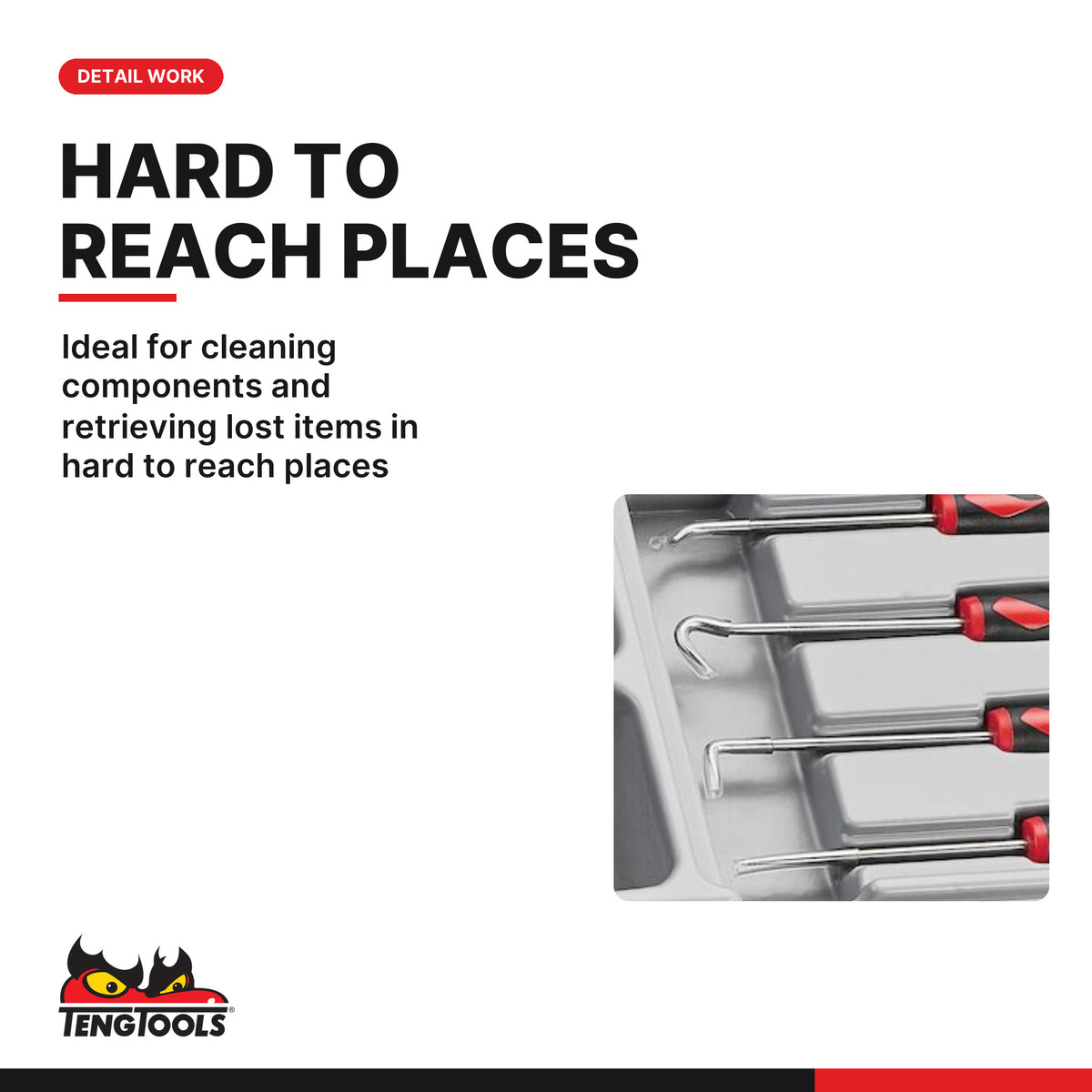 Teng Tools TTMDP Hook & Pick Set TT1 4 Pieces, ideal for cleaning components and retrieving lost items in hard to reach place