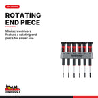 Teng Tools TTMI16 Mini Pliers & Screwdriver Set TT1 16 Pieces, mini screwdrivers feature a rotating end piece for easier use