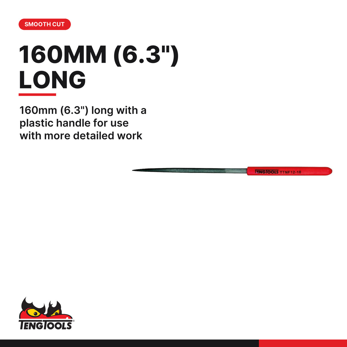 Teng Tools TTNF12-10 File Needle Oval, 160mm (6.3") long with a plastic handle for use with more detailed work