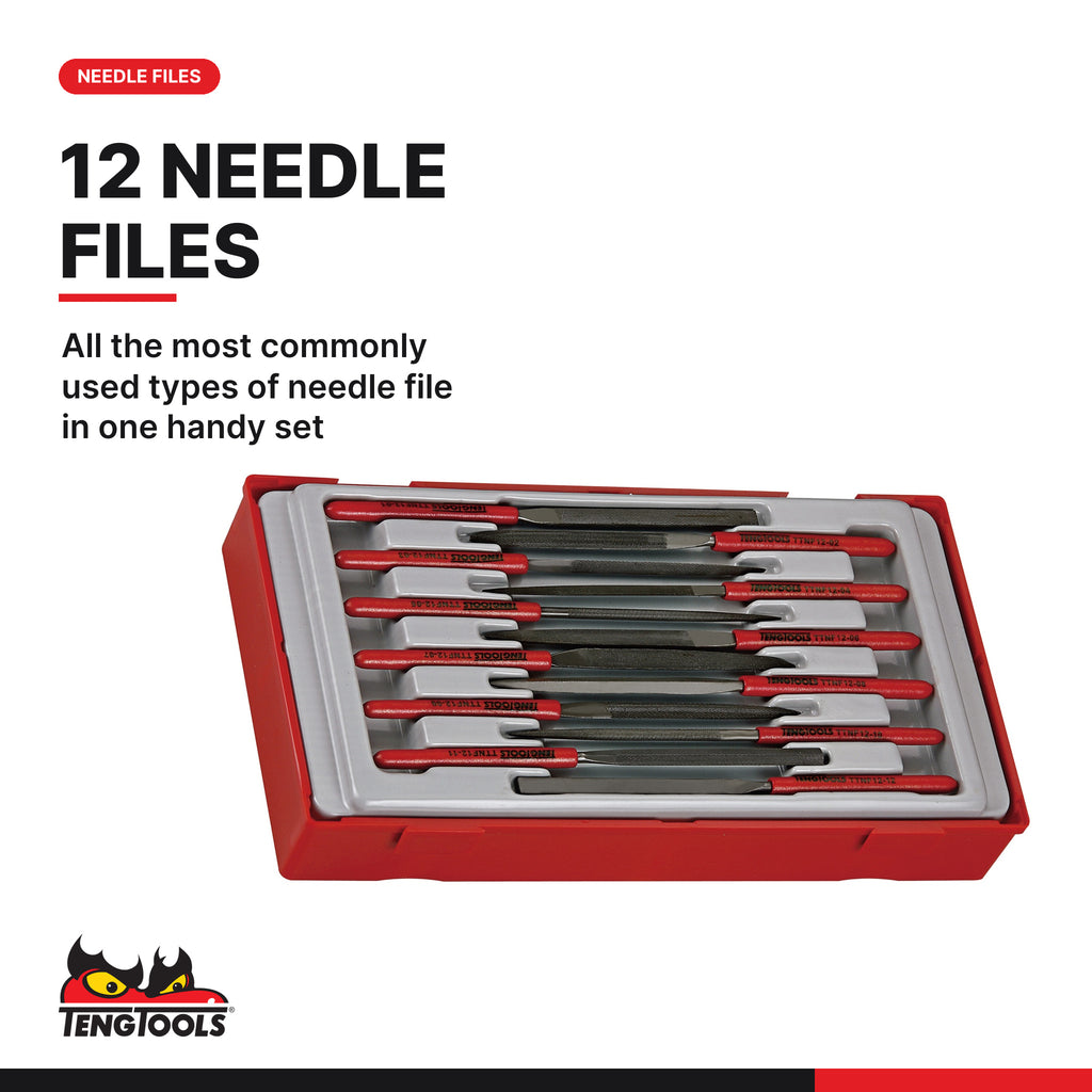 Teng Tools TTNF12 Needle File Set TT1 12 Pieces, all the most commonly used types of needle file in one handy set