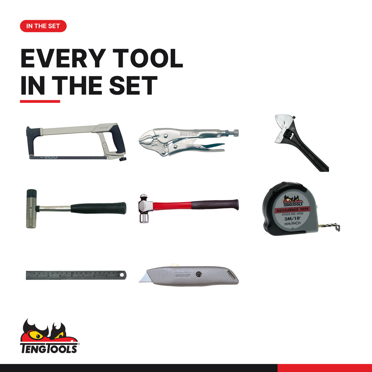 Teng Tools TTPS09 General Tool Set BP TT4 9 Pieces, every tool in the set