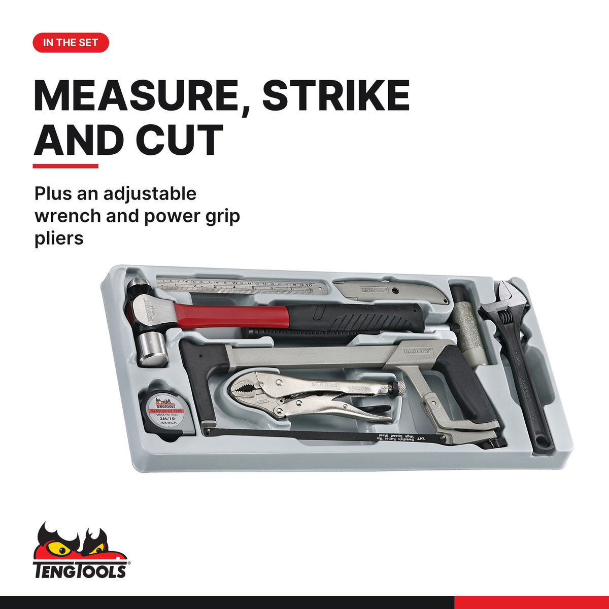 Teng Tools TTPS09 General Tool Set BP TT4 9 Pieces, plus an adjustable wrench and power grip pliers
