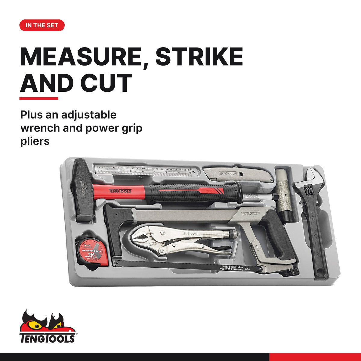 Teng Tools TTPS09E General Tool Set E TT4 9 Pieces, plus an adjustable wrench and power grip pliers
