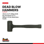 Teng Tools TTPSAD Bodywork Hammer Set TT4 5 Pieces, 35mm (1.4") 300g (0.66 lb) and 55mm (2.2") 980g (2.16 lb) dead blow heads