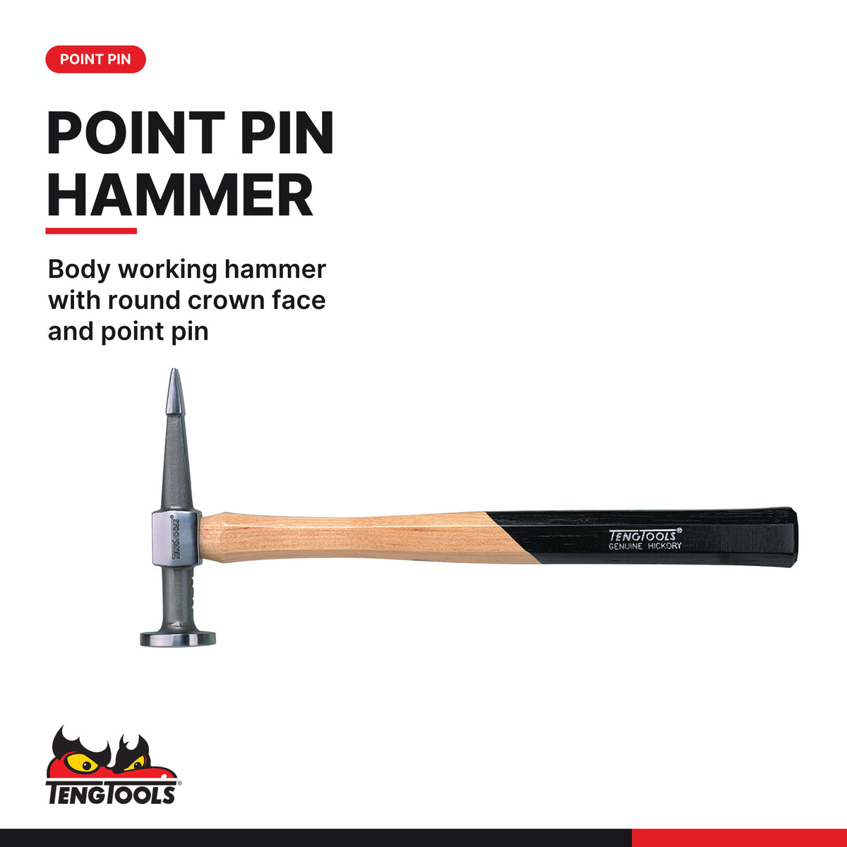 Teng Tools TTPSAD Bodywork Hammer Set TT4 5 Pieces, body working hammer with round crown face and point pin