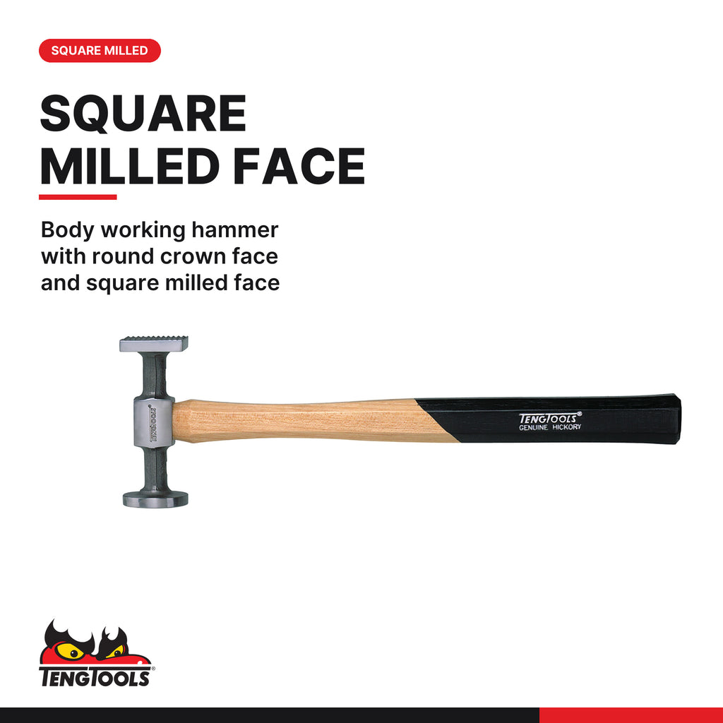 Teng Tools TTPSAD Bodywork Hammer Set TT4 5 Pieces, body working hammer with round crown face and square milled face