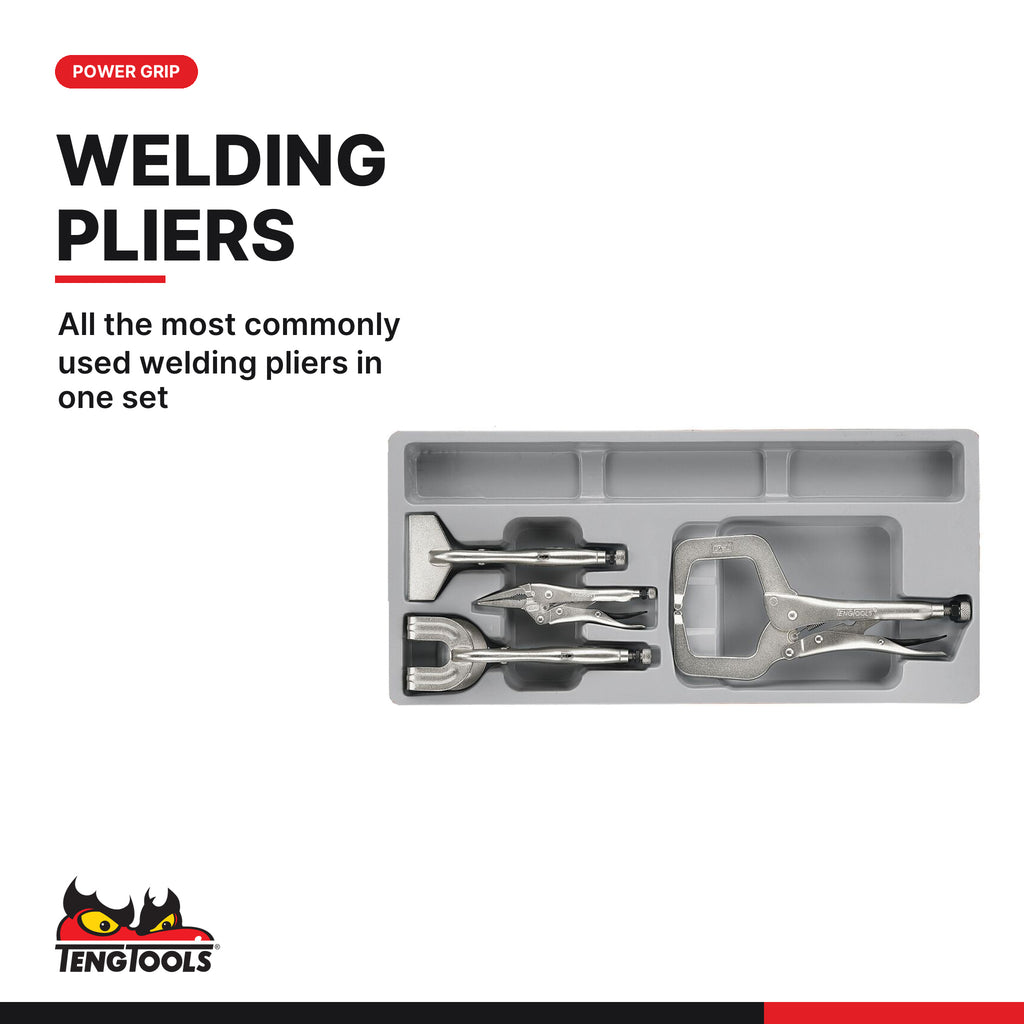 Teng Tools TTPSPG Power Grip Plier Set TT4 4 Pieces, all the most commonly used welding pliers in one set