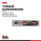 Teng Tools TTSD38 38 Piece 1/4 Inch Drive Torque Screwdriver Set 1-5Nm, includes a 1-5 Nm (8.9-44.3 in-lb) 1/4" drive torque