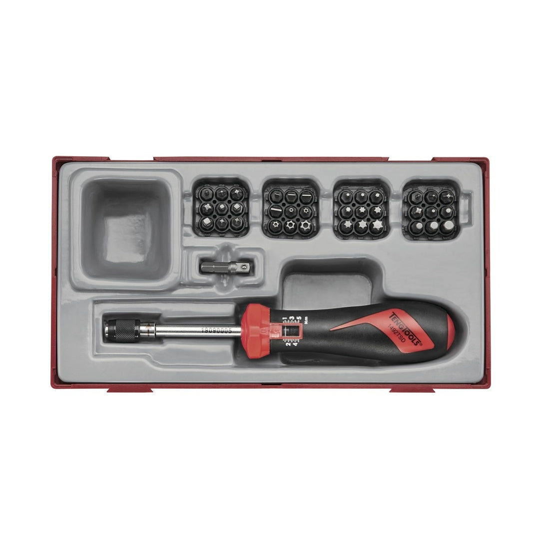 Teng Tools TTSD38 38 Piece 1/4 Inch Drive Torque Screwdriver Set 1-5Nm on a white background
