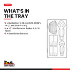 Teng Tools TTSN11 Extractor & Nut Splitter Set TT1 11 Pieces, what's in the tray