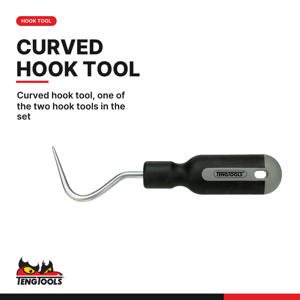 Teng Tools TTSR04 Scraper Set TT1 4 Pieces, curved hook tool, one of the two hook tools in the set