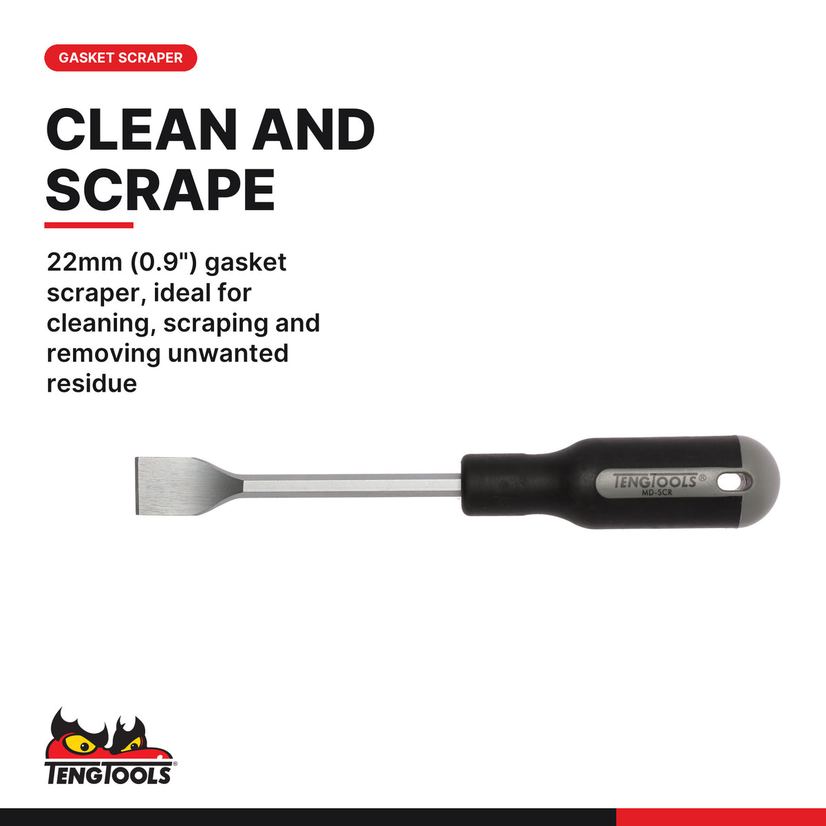Teng Tools TTSR04 Scraper Set TT1 4 Pieces, 22mm (0.9") gasket scraper, ideal for cleaning, scraping and removing unwanted