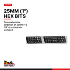 Teng Tools TTTHQ62 62-Piece T-Handle Bit Driver Set, comprehensive selection of 25mm (1") 1/4" drive hex bits included