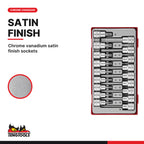 Teng Tools TTTX18 1/2" TX Bit Socket Set TT1 18 Pieces, chrome vanadium satin finish sockets