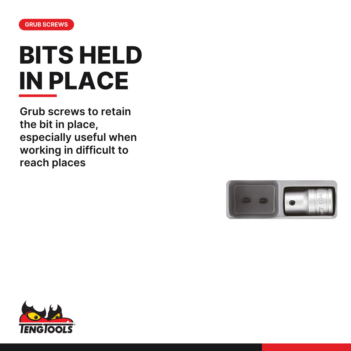 Teng Tools TTTX23 1/2" TX Bit Socket Set TT1 23 Pieces, grub screws to retain the bit in place, especially useful when workin