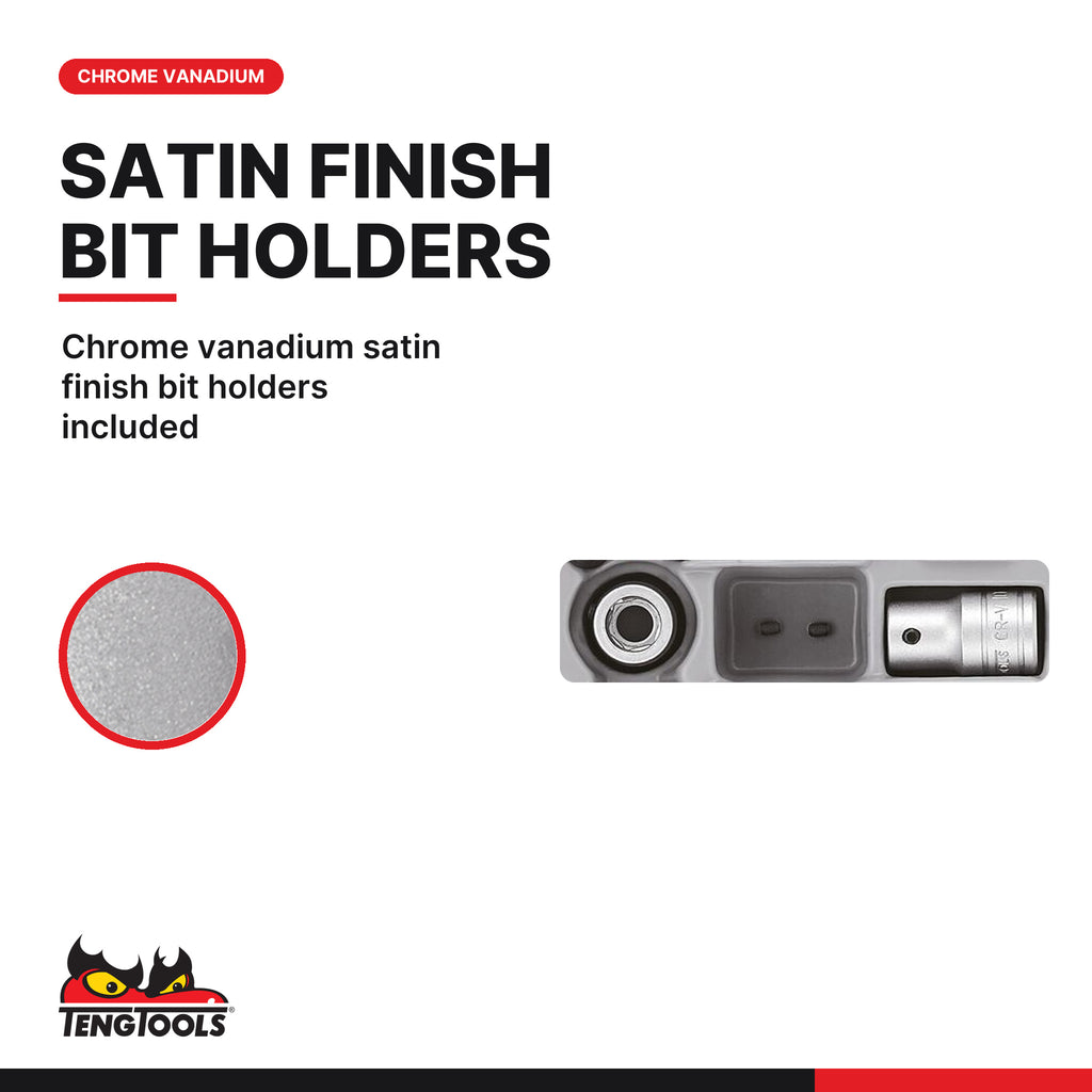 Teng Tools TTTX23 1/2" TX Bit Socket Set TT1 23 Pieces, chrome vanadium satin finish bit holders included