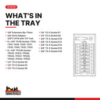 Teng Tools TTTX30 3/8" TX Bit Socket Set TT1 30 Pieces, what's in the tray