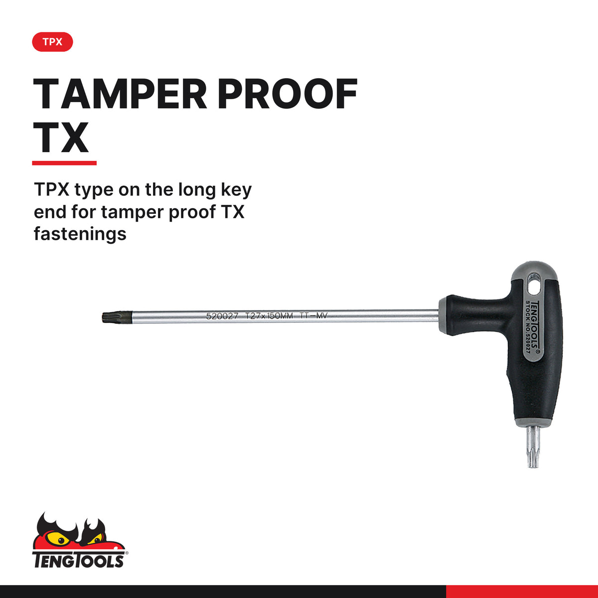 Teng Tools TTTX7 T-Handle TX/TPX Key Set TT1 7 Pieces, tpx type on the long key end for tamper proof tx fastenings