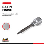 Teng Tools TTTXH15 1/2" Long Hex & TX Bit Socket Set TT1 15 Pieces, chrome vanadium satin finish sockets