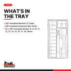 Teng Tools TTV3814 3/8" Insulated Socket Set TT1 14 Pieces, what's in the tray