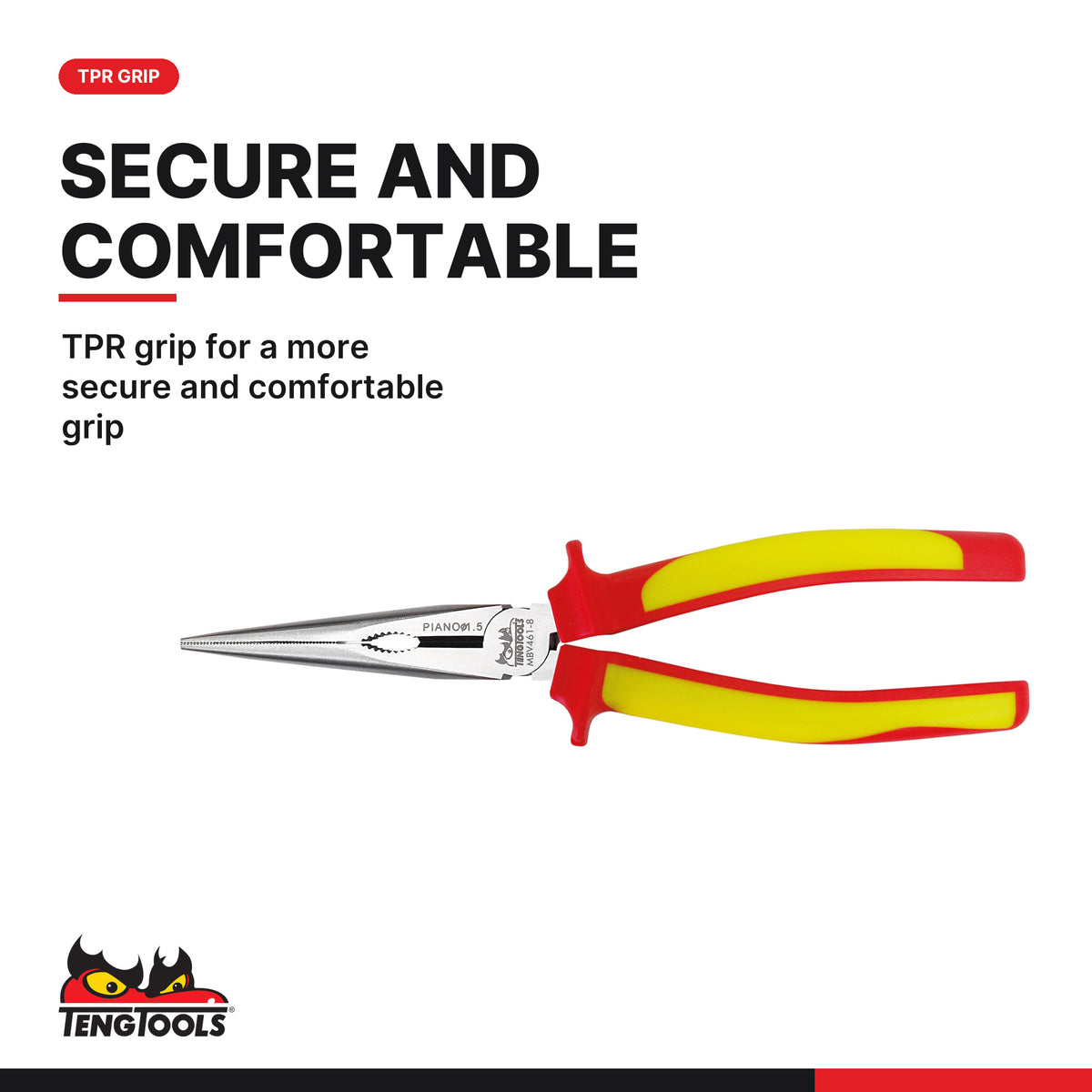Teng Tools TTV440 Insulated Plier Set TT1 4 Pieces, tpr grip for a more secure and comfortable grip