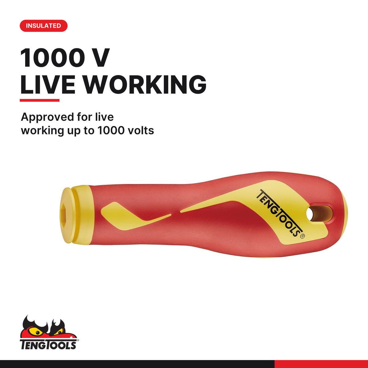 Teng Tools TTV710N Insulated Screwdriver Set Interchangeable Blades TT1 10 Pieces, approved for live working up to 1000 volts