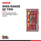 Teng Tools TTV710N Insulated Screwdriver Set Interchangeable Blades TT1 10 Pieces, interchangeable blades for a wide range of