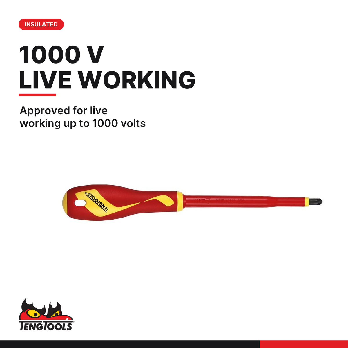 Teng Tools TTV907N Insulated Screwdriver Set Mixed TT1 7 Pieces, approved for live working up to 1000 volts