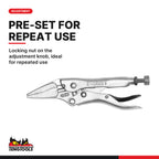 Teng Tools TTVG05 Power Grip Plier Set TT1 5 Pieces, locking nut on the adjustment knob, ideal for repeated use
