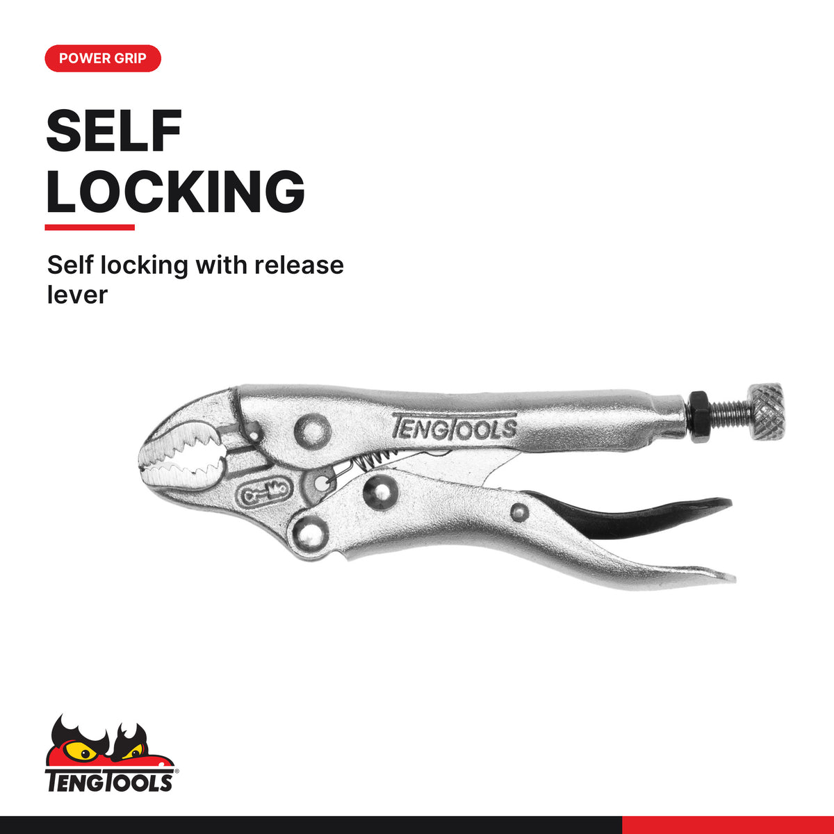 Teng Tools TTVG05 Power Grip Plier Set TT1 5 Pieces, self locking with release lever