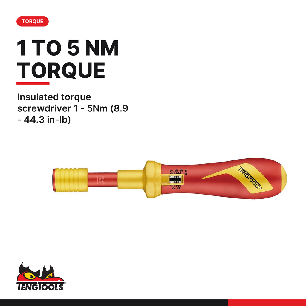 Teng Tools TTVSD09 Insulated Torque Screwdriver Set TT1 9 Pieces, insulated torque screwdriver 1 - 5nm (8.9 - 44.3 in-lb)