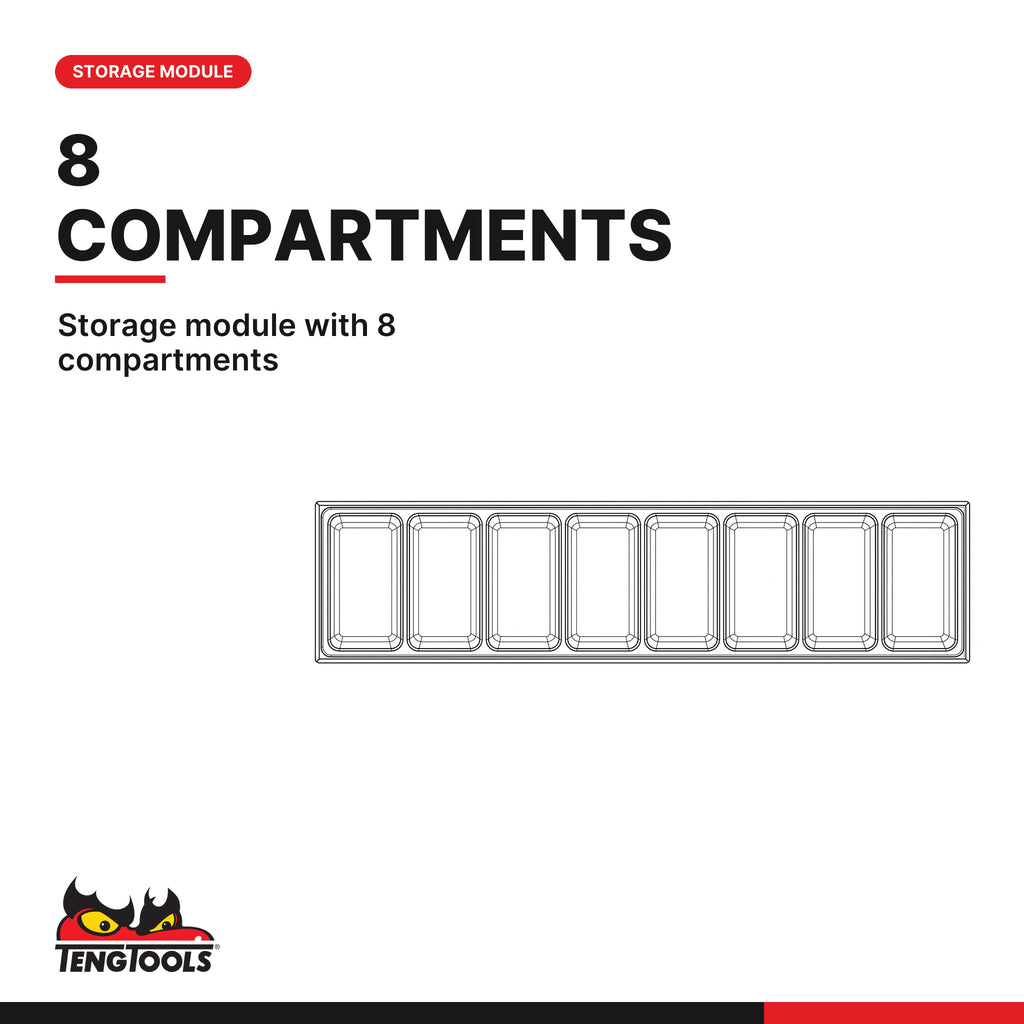 Teng Tools TTX03 Empty 8 Compartment TTX TC Storage Tray, storage module with 8 compartments
