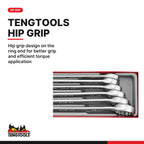 Teng Tools TTX2436 Metric combination spanner set 6 pieces, hip grip design on the ring end for better grip and efficient tor