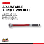Teng Tools TTX2493 1/2" Torque Wrench & Breaker Bar Set TTX4, adjustable 1/2" drive torque wrench, 40-210 nm (29.5-154.9 ft-l