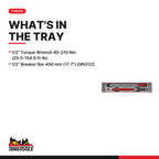 Teng Tools TTX2493 1/2" Torque Wrench & Breaker Bar Set TTX4, what's in the tray
