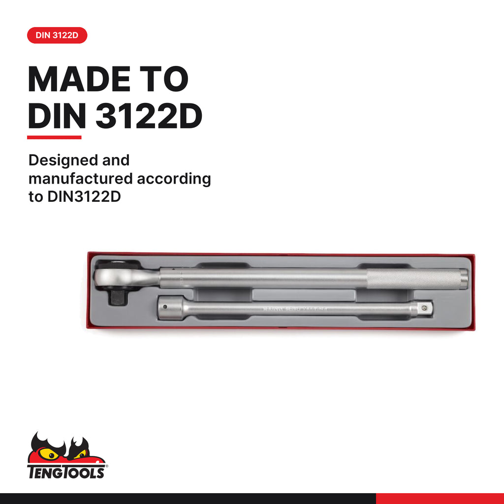 Teng Tools TTX3402E 3/4 Drive Extendable Ratchet 2 Piece Set, designed and manufactured according to DIN3122D
