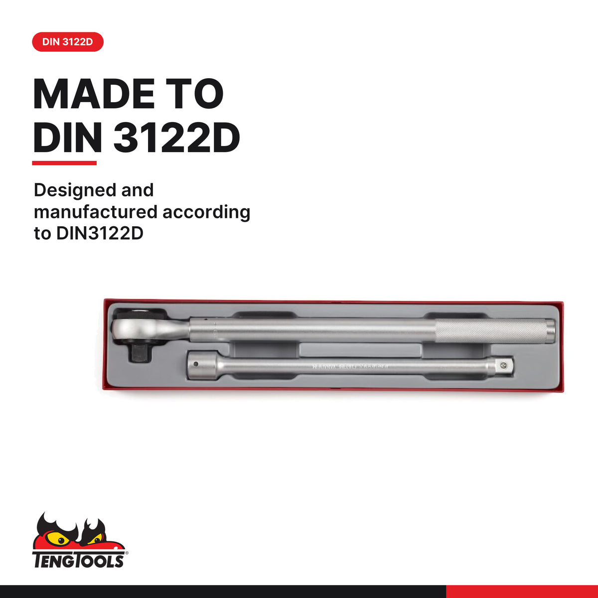 Teng Tools TTX3402E 3/4 Drive Extendable Ratchet 2 Piece Set, designed and manufactured according to DIN3122D