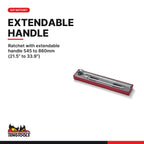 Teng Tools TTX3402E 3/4 Drive Extendable Ratchet 2 Piece Set, ratchet with extendable handle 545 to 860mm (21.5" to 33.9")