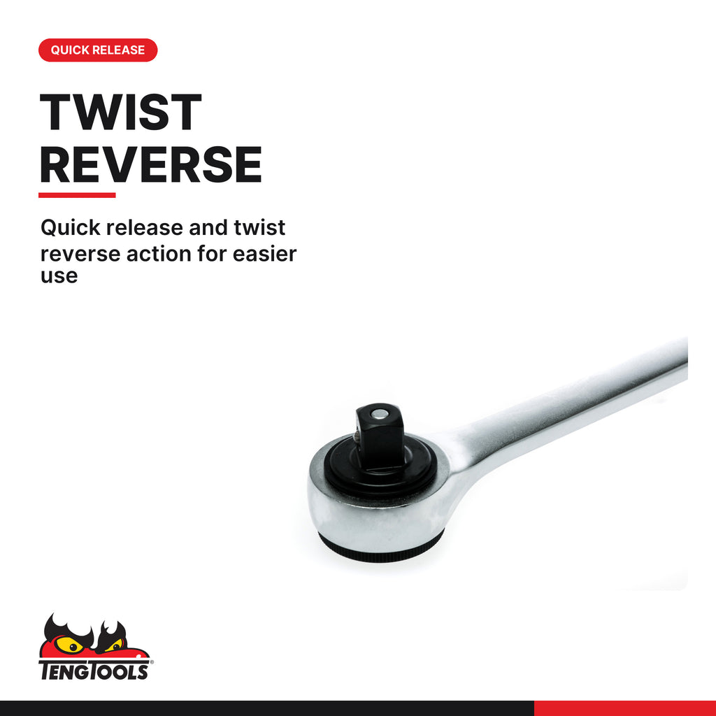 Teng Tools TTX3404 3/4 Inch Drive Ratchet Set, quick release and twist reverse action for easier use