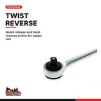 Teng Tools TTX3404 3/4 Inch Drive Ratchet Set, quick release and twist reverse action for easier use