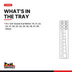 Teng Tools TTX3414 3/4" Socket Set 6 pt TTX4 14 Pieces, what's in the tray
