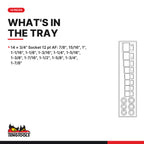 Teng Tools TTX34AF 3/4" Socket Set 12 pt AF TTX4 14 Pieces, what's in the tray