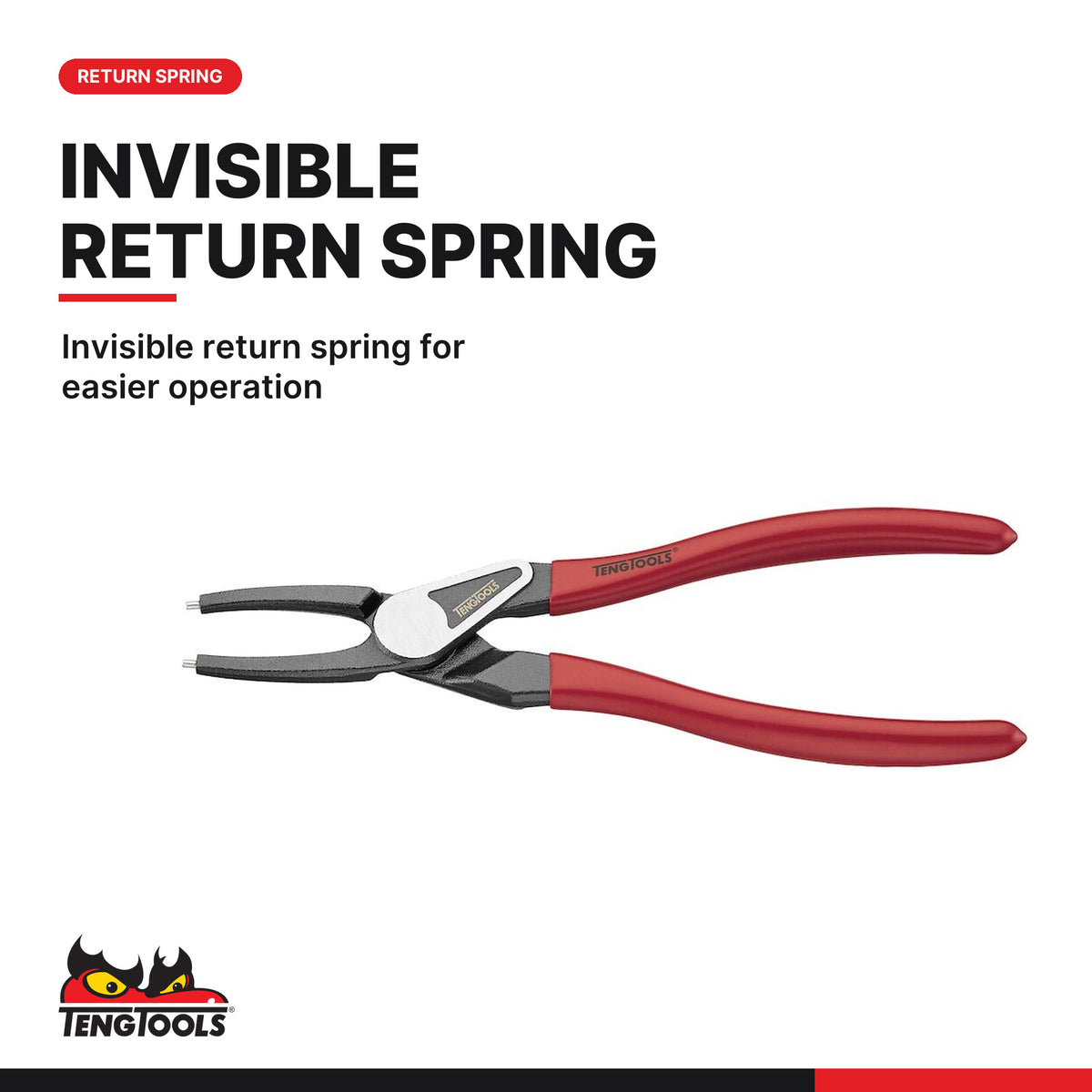 Teng Tools TTX474-9E Circlip Plier Set PRO 40-100 mm TTX4 4 Pieces, invisible return spring for easier operation
