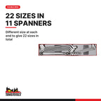 Teng Tools TTX6311 Double Ring Spanner Set TTX4 11 Pieces, different size at each end to give 22 sizes in total