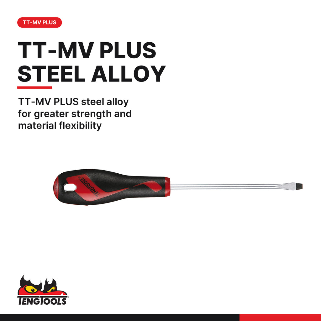 Teng Tools TTX918N Screwdriver Set Flat & PH TTX4 8 Pieces, tt-mv plus steel alloy for greater strength and material flexibil