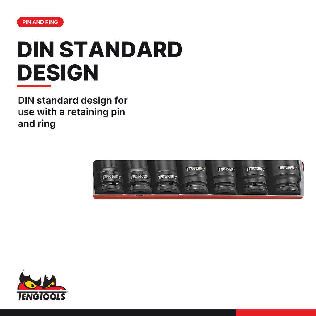 Teng Tools TTX9415 3/4 Drive Metric Impact Socket Set, DIN standard design for use with a retaining pin and ring