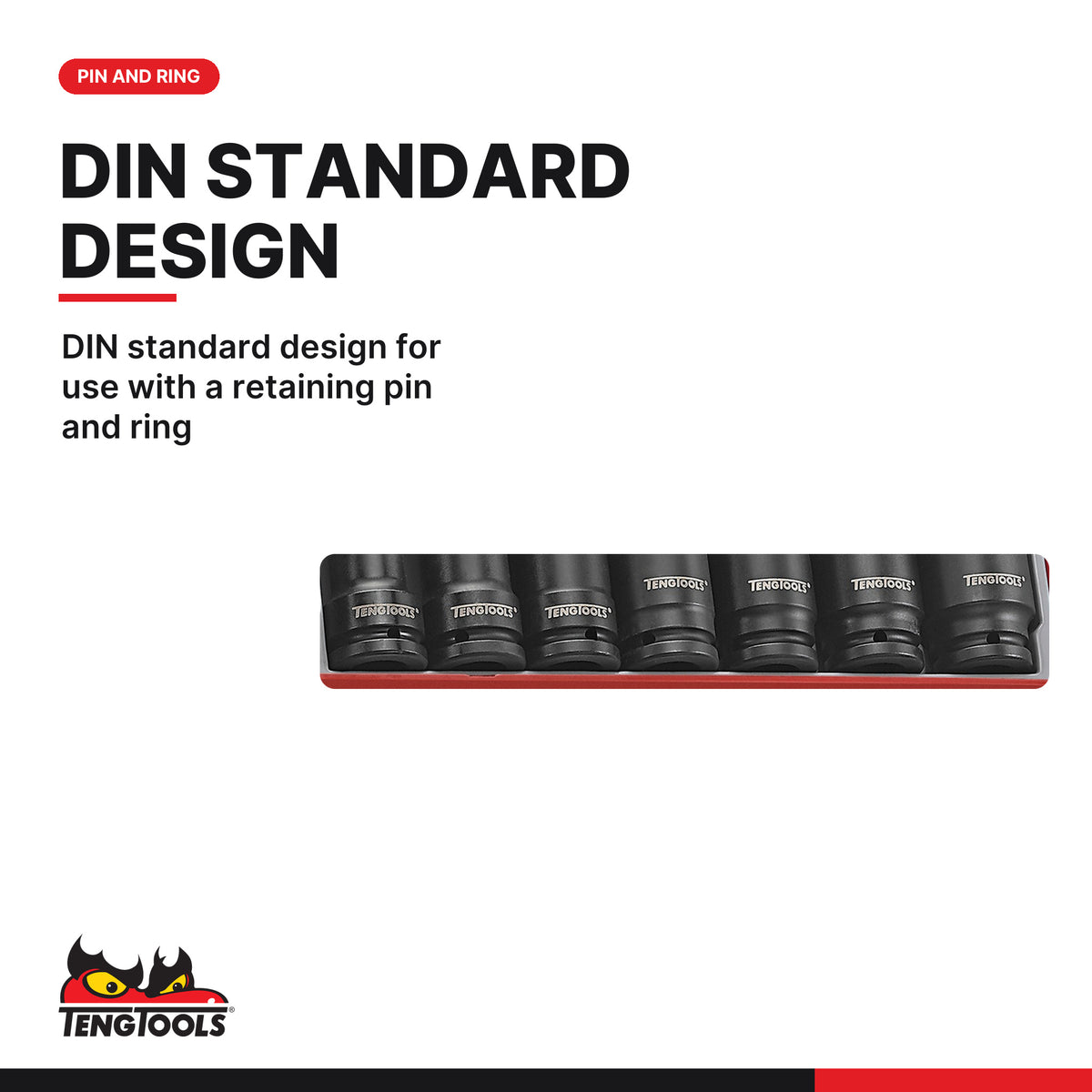 Teng Tools TTX9415 3/4 Drive Metric Impact Socket Set, DIN standard design for use with a retaining pin and ring