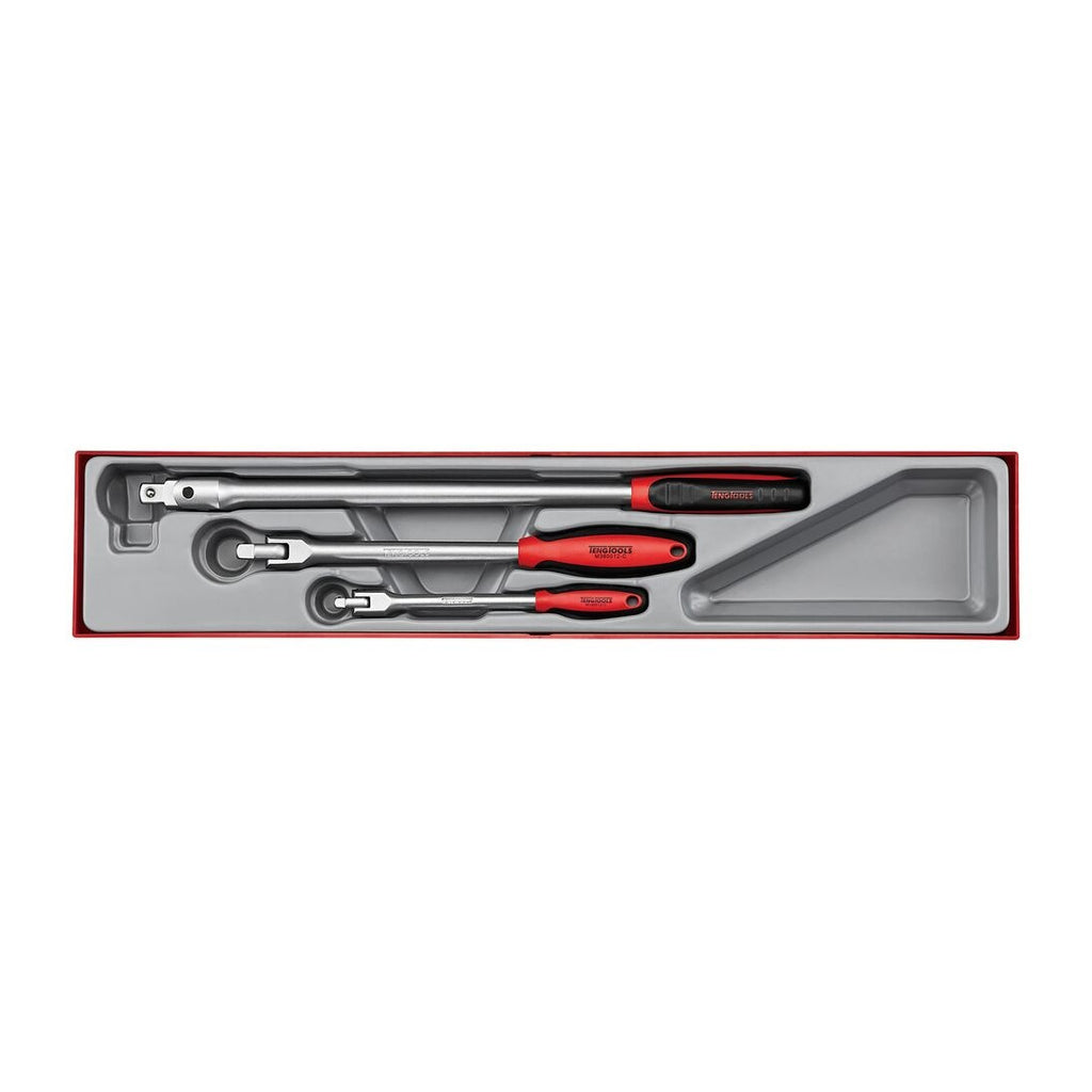 Teng Tools TTXBR03 3-Piece Flex Handle Breaker Bar Set on a white background