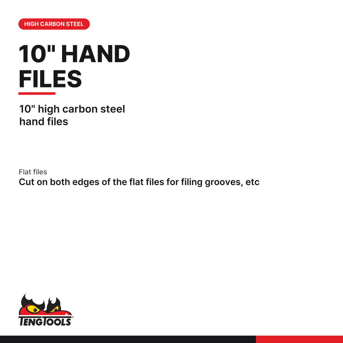 Teng Tools TTXF05 5-Piece 250 mm Hand File Set, 10" high carbon steel hand files